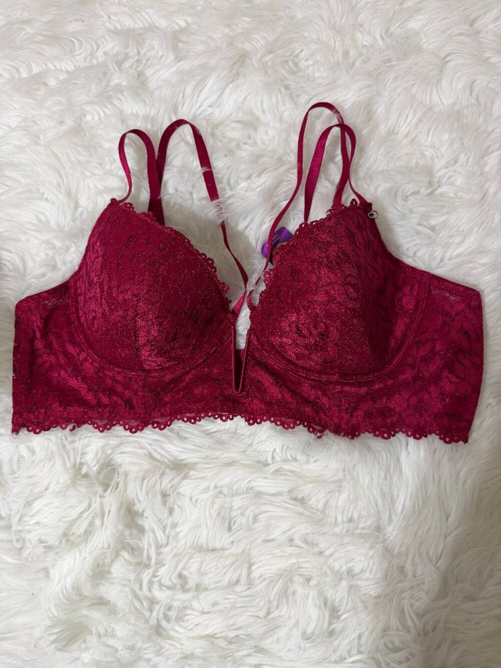 NWT Love Honey Lingerie Wine Red Lace Bra With Underwire - 5X/6X